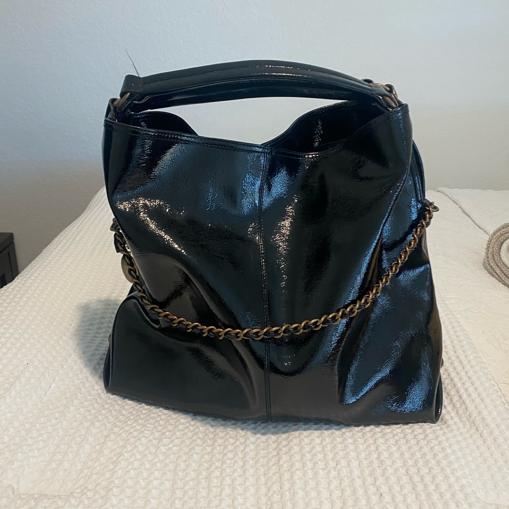 BCBGirls Elegant Black Chain Tote Bag